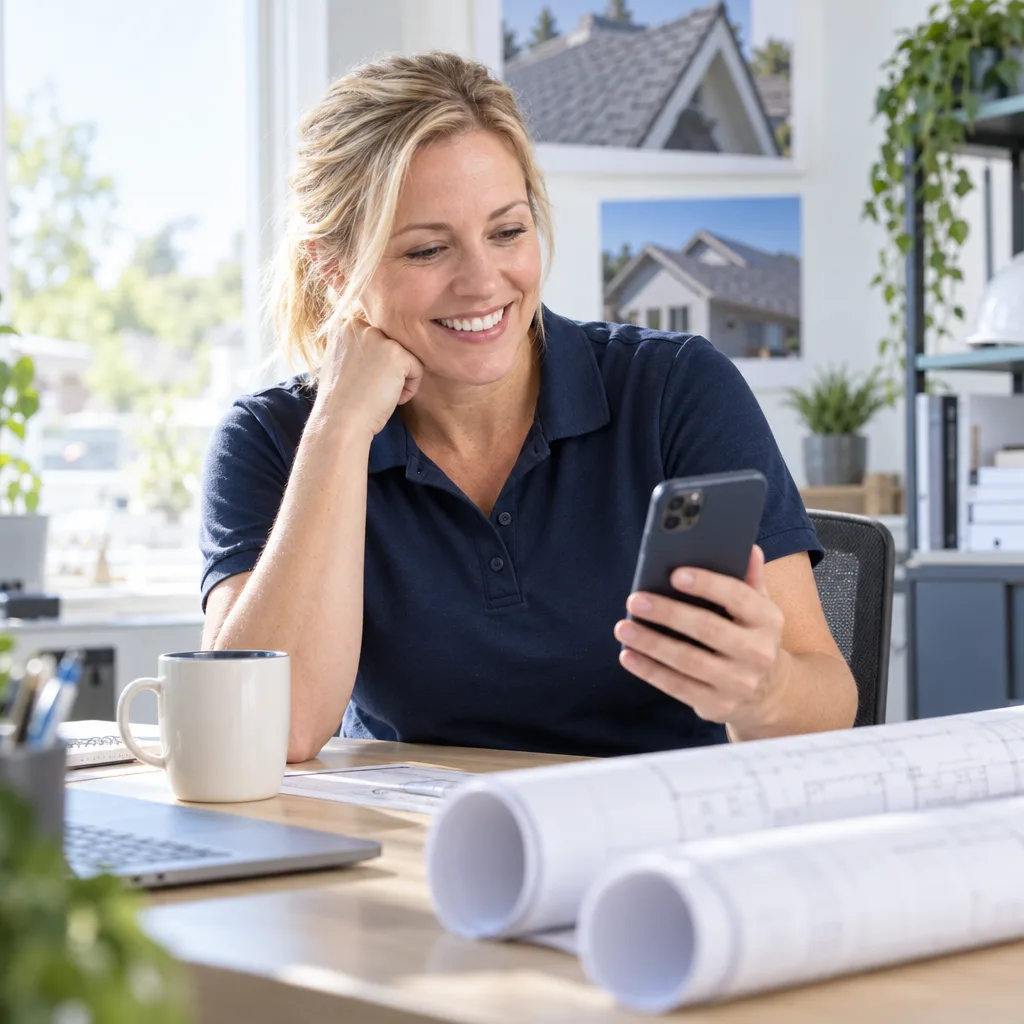 A business owner watching her personal video on a phone